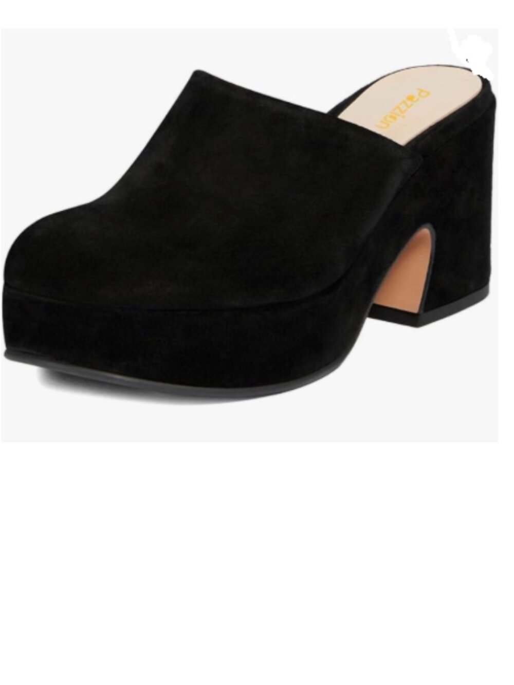 Pazzion Black Comfy Platform Round Toe Mule Clog Slip On Chunky Heel Slippers